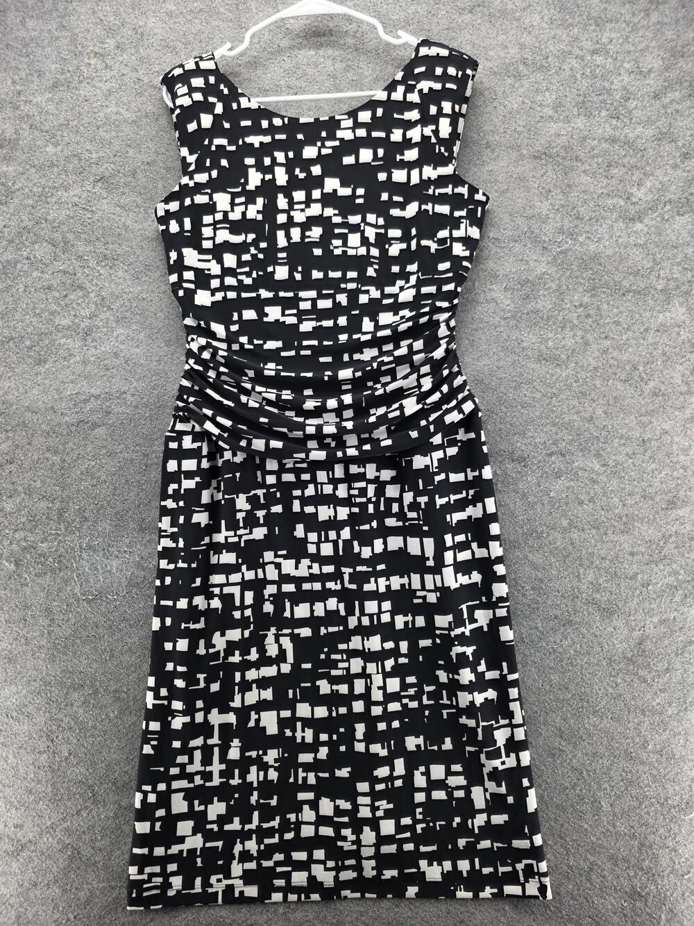 Nine West Dress Womens 10 Black Sheath Knee Length Ruched Jersey Workwear